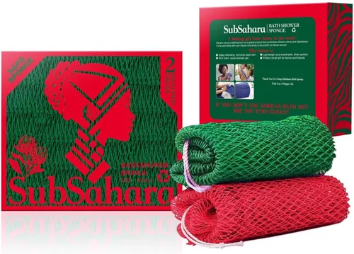 Miniatura 21 de SubSahara Auténtica esponja africana de red – 2 piezas exfoliante exfoliante para todo tipo de piel, esponja de baño para cara y cuerpo, portátil