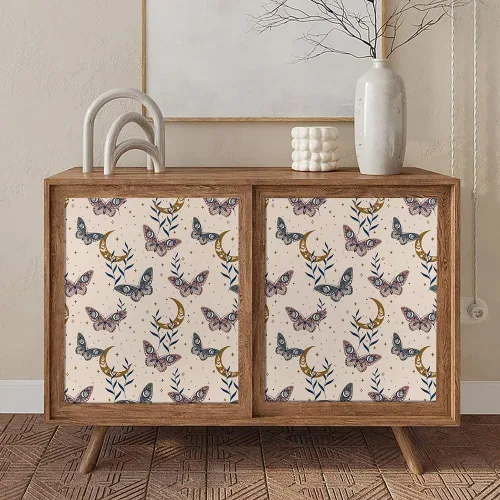 Miniatura 5 de MuralPeel Papel Tapiz Bohemio de Estrellas Doradas Luna Mariposa Hoja Despegar y Pegar Autoadhesivo Removible Fácil de Despegar Pegar en Papel