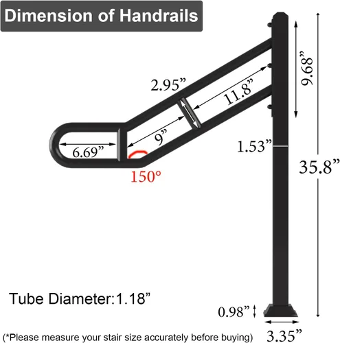 Miniatura 2 de Pasamanos de un solo poste para exteriores de 1 a 3 escalones, barandillas de metal para escalones al aire libre, barandilla de escalera de hierro