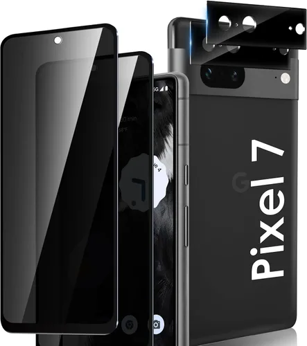 LYWHL [Paquete de 2+2] Protector de pantalla de privacidad para Google Pixel 7 con protector de lente de cámara, vidrio templado antiespía