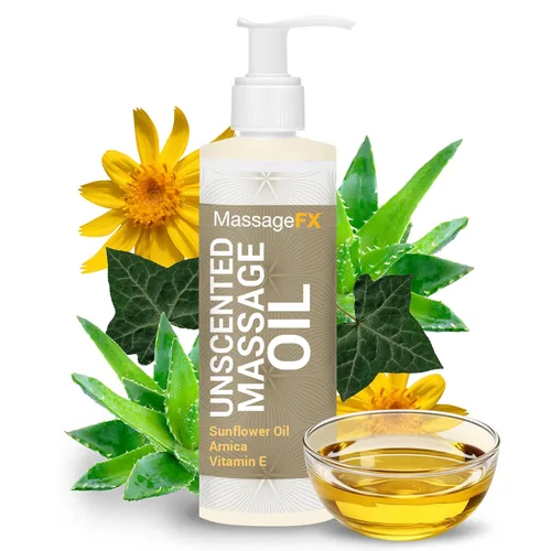 Miniatura 10 de Aceite de masaje de Massage FX - Aceite de semillas de girasol y almendras dulces 100% puro, vitamina E, hiedra, árnica y aloe, sin perfume