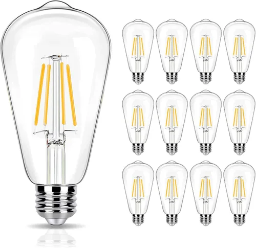 Miniatura 13 de Paquete de 8 Bombillas LED Edison Blanco Suave 2700K Equivalente a 40W, Bombillas LED Vintage Transparentes ST19/ST58 de 4W para Luces de Techo, 90