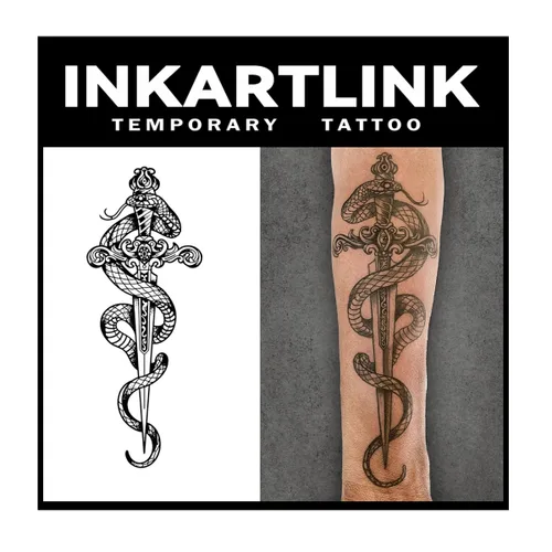 Miniatura 11 de INKARTLINK Tattoo Tech, 2 hojas de tatuajes semipermanentes medianos, tatuajes temporales de diseño artístico para adultos, dura 1-2 semanas