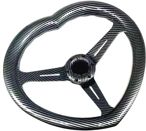 Miniatura 3 de Volante en forma de corazón negro del ABS universal del volante del estilo de la fibra de carbono