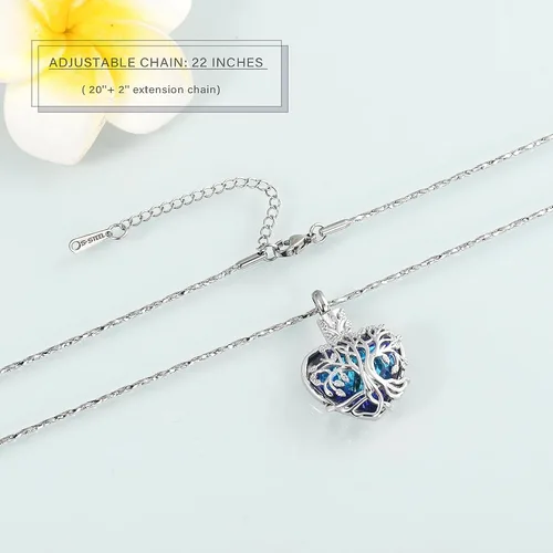 Miniatura 5 de Imrsanl Collar de urna de árbol de la vida con forma de corazón, joyería de cremación para hombres y mujeres, recuerdo, joyería conmemorativa