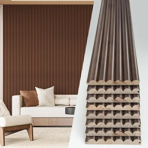 Miniatura 17 de Art3d Paneles de pared de madera de listones para decoración de interiores y techos, paquete de 4 piezas + 1 moldura final, tamaño 108 x 5.7 Roble