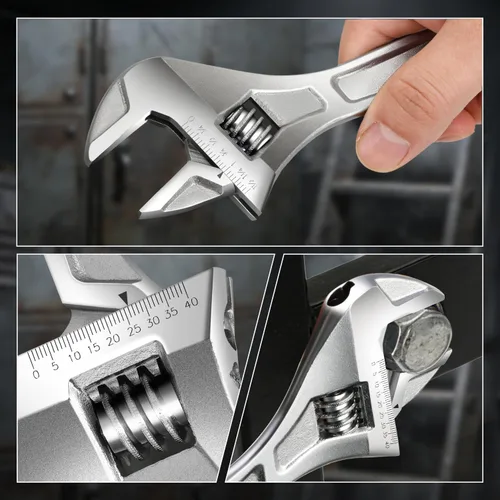 Miniatura 6 de DNA Motoring TOOLS-00046 - Llave inglesa ajustable, 12 pulgadas, herramienta de reparación automotriz de acero vanadio con mordazas de cuatro lados