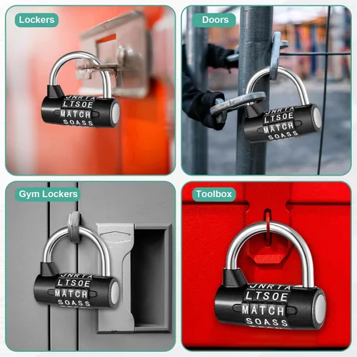 Miniatura 6 de Shimeyao 4 cerraduras de combinación de 5 letras resistentes para gimnasio, 5 dígitos, cerraduras de sala de escape, cerradura de metal reiniciable