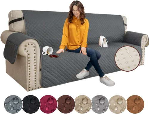 Miniatura 25 de XINEAGE Funda para Loveseat Reclinable Resistente al Agua, Fundas para Loveseat Reclinable de 2 Asientos con Bolsillos, Funda Protectora para Café
