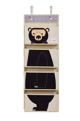 3 Sprouts Organizador de bebé sobre la puerta, almacenamiento esencial para el cuarto del bebé, soporte de animales de peluche y organizador de Oso
