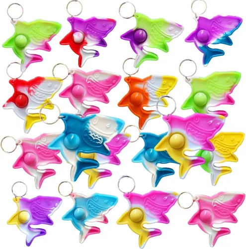 30 paquetes de mochila de tiburones a granel, mini llavero para ansiedad, suministros de animales marinos, recuerdos de fiesta de cumpleaños,