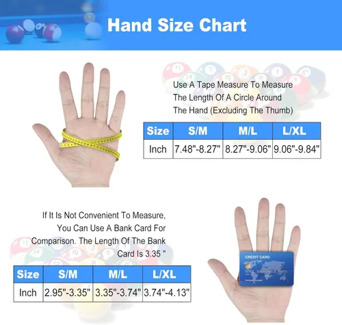 Miniatura 5 de YFY Guantes de billar para mano izquierda con 3 dedos, proceso de empalme, guantes deportivos de billar para hombres y mujeres Azul