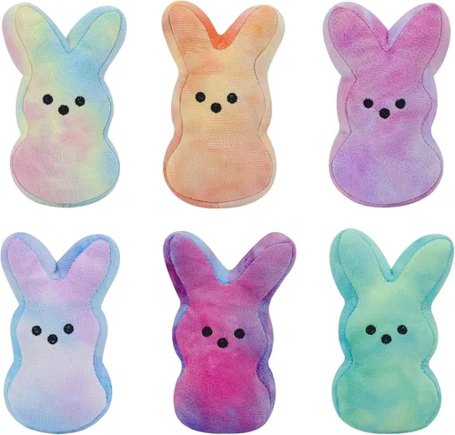 Miniatura 8 de vizethru 6 juguetes de peluche de conejo de Pascua, juguetes de relleno de cesta de Pascua para niños, animales de peluche de conejo, regalos