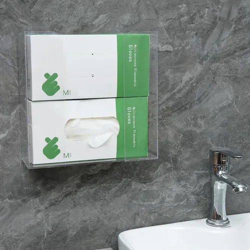 Miniatura 6 de Cq acrylic Soporte para guantes de goma para montaje en pared, dispensador transparente de guantes desechables y caja de guantes en la pared