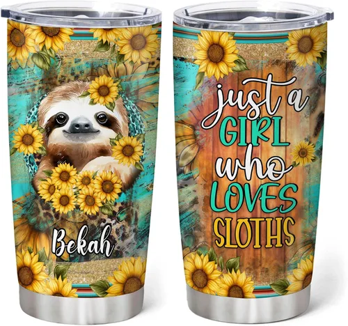 Miniatura 16 de Hyturtle Regalos personalizados para los amantes de los perezosos, vaso de acero inoxidable con nombre personalizado de 20 onzas con tapa, idea