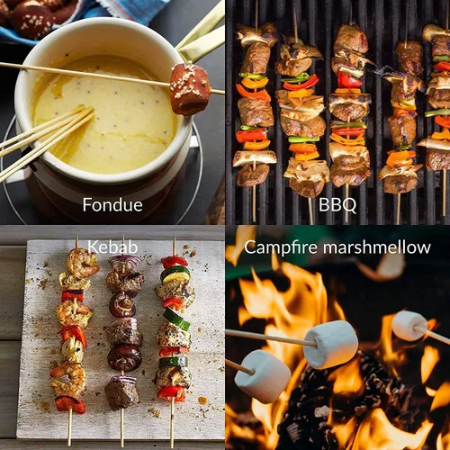 Miniatura 5 de JapanBargain 4113 - Pincho de bambú de 4 pulgadas, palillos de dientes largos, palillos de frutas, púas de cóctel, brocheta para parrilla, brocheta