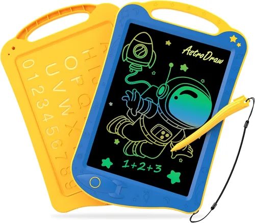 Miniatura 11 de [Certificado por ClimatePartner] HOMESTEC Astrodraw - Bloc de dibujo LCD colorido para niños, tablero de garabatos para niños de 3, 4, 5, 6 años
