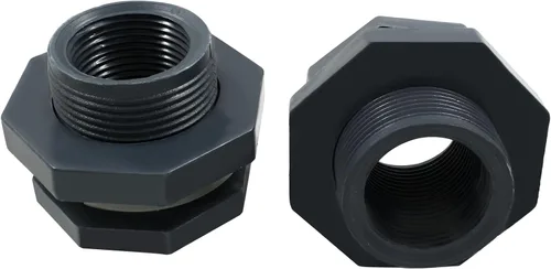 Miniatura 5 de 2 piezas Accesorio de Mamparo de PVC NPT1, Conector de Tanque de Agua de Plástico de 1 Pulgada Roscado Pasante, Accesorios de Tubería Pasante