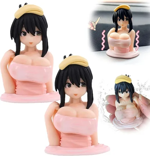 2 adornos para agitar, decoración de tablero de automóvil Shake Shake Girl, muñeca de juego de mareas, figura de acción sexy Kawaii de belleza,