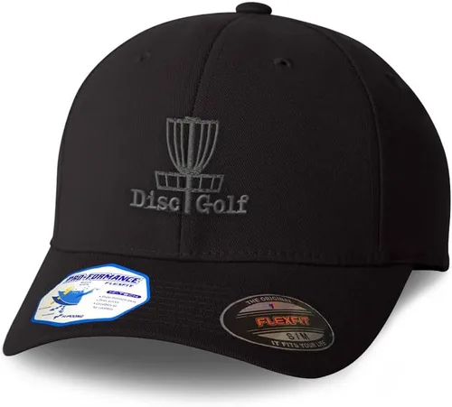 Flexfit - Gorra para hombres y mujeres, bordada, color gris, disco de golf, cesta de disco B, bordado Flexfit, gorras de béisbol
