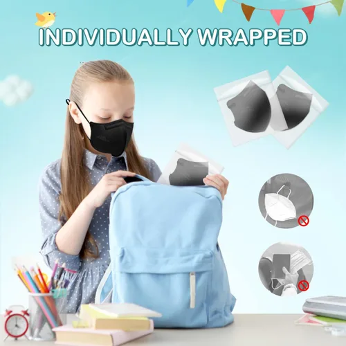 Miniatura 2 de Mascarillas KN95 para niños, paquete de 20, máscaras protectoras desechables con cintas elásticas ajustables para las orejas y almohadilla