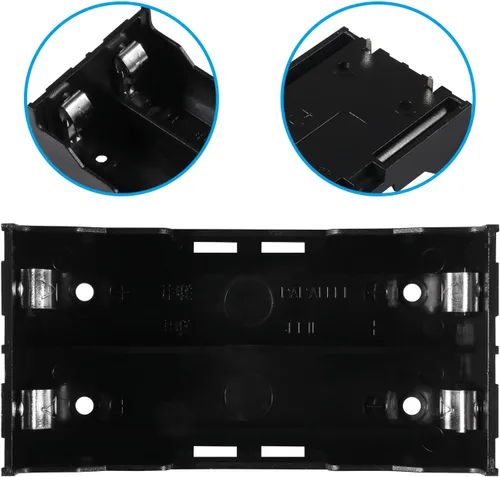 Miniatura 4 de 6 unids 18650 caja de batería titular 2 ranuras x 3.7 V 18650 caja de almacenamiento de batería, en paralelo negro baterías clip caja con pin