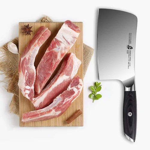 Miniatura 6 de TUO FALCON SERIES - Cuchillo de carnicero de 6.5 pulgadas para picar carne y verduras, cuchillo chino de acero de alto carbono con mango ergonómico