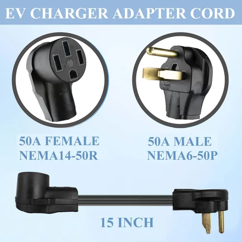 Miniatura 3 de Cable adaptador de conector EV NEMA 6-50P a 14-50R - Certificado UL, enchufe macho de toma de secadora de 3 clavijas de 250V a conector hembra de 4