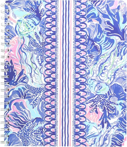 Miniatura 9 de Lilly Pulitzer Cuaderno grande de espiral de tapa dura rosa, 11 x 9.5 pulgadas con 160 páginas con rayas universitarias, Shell Me Something Good