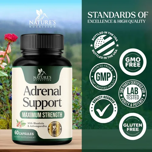 Miniatura 4 de Nature's Nutrition Suplementos de apoyo suprarrenal Cortex Complex, el mejor suplemento energético, apoya la salud y los niveles de energía