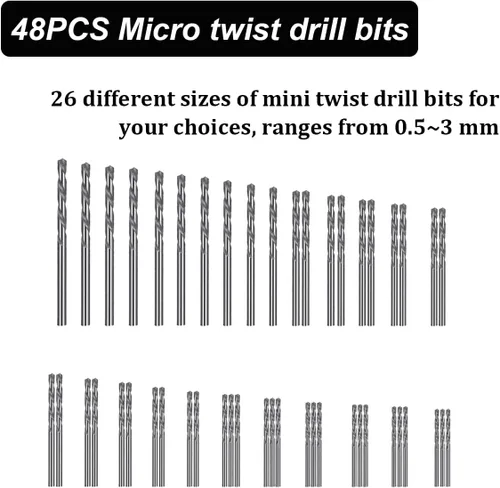 Miniatura 3 de Dianrui Juego de 61 taladros manuales con tornillo de banco que incluye 1 mini tornillo de prensa, 10 mini brocas de PCB, 1 pinza de codo y 48