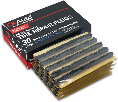 Miniatura 8 de CKAuto 60 cuerdas de reparación de neumáticos marrones de 4 pulgadas, tapones de reparación de neumáticos para neumáticos todoterreno sin cámara