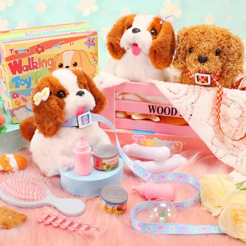 Miniatura 3 de Tagitary Juguetes de Peluche Cachorro Juguete Electrónico Perros que Caminan y Ladran, Movimiento de Cola Perro Falso Juguete Interactivo para Niños