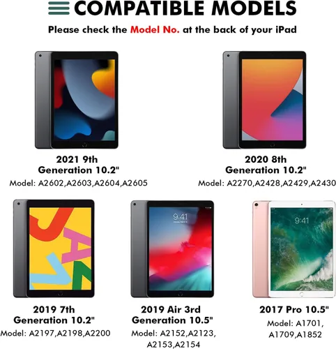 Miniatura 2 de Funda de teclado LAMA para iPad de 10.2 pulgadas, estuche inalámbrico con teclado con soporte para lápices para iPad de 10.2 y 10.5 pulgadas
