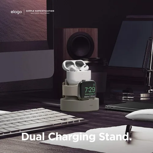 Miniatura 3 de elago Estación de carga 2 en 1 para productos Apple, diseñada para AirPods, AirPods Pro, iPhone, Apple Watch [cables no incluidos] (blanco clásico)