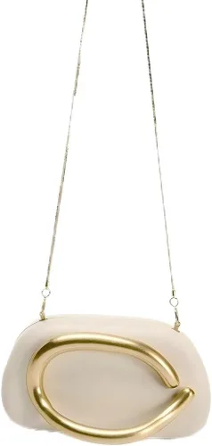 Miniatura 6 de Bolsos de mano de acrílico de noche para mujer, bolsos de noche, bolso cruzado de piel sintética con acento ovalado dorado
