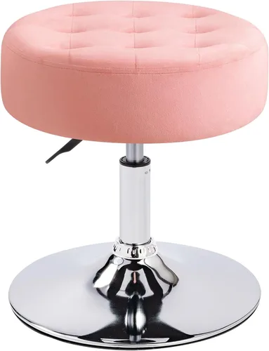 Miniatura 9 de Furnimart Taburete otomano moderno redondo de piel sintética, taburete de maquillaje contemporáneo para dormitorio, sala de estar, entrada