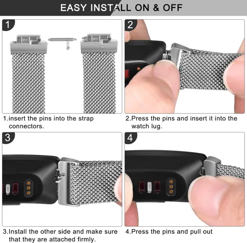 Miniatura 4 de Amzpas Bandas compatibles con Fitbit Inspire 2, Fitbit Inspire HR y Fitbit Inspire y Fitbit Ace 2, pulsera magnética ajustable de acero inoxidable