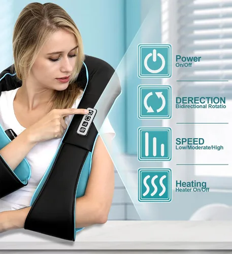 Miniatura 2 de Mo Cuishle Masajeador Shiatsu de Cuello y Hombro con Calor – Masaje de Amasamiento Profundo para Relajación – Ideal para Navidad, Día de la Madre