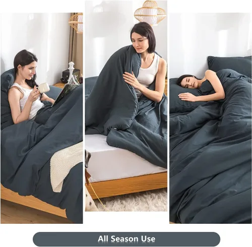 Miniatura 6 de Juego de edredón suave y esponjoso de 2 piezas para cama individual / XL, fabricado con tela de microfibra de polialgodón lavable y acogedora