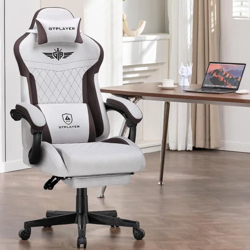 Miniatura 9 de GTPLAYER Silla para videojuegos, sillas de videojuegos con reposapiés y soporte lumbar, silla de computadora para adultos con respaldo extendido
