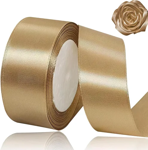 Miniatura 18 de Cinta beige de 1-1/2 pulgadas x 25 yardas, cinta de satén marfil de tela de color sólido para manualidades, coronas, fiesta de boda, Navidad, lazos