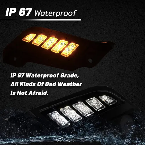 Miniatura 4 de Switchback Luz Marcadora Lateral Delantera LED Blanca/Ámbar Faro Luz de Circulación Diurna Luz de Señal de Giro Secuencial Ámbar Compatible