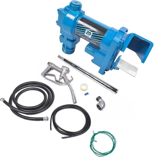 Miniatura 4 de Bomba de transferencia de combustible de 20 GPM 12V azul con fusible de 50A, manguera de descarga y boquilla manual para transferencia de gasolina