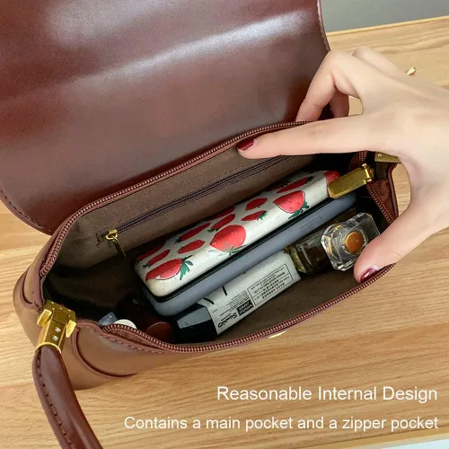 Miniatura 5 de Pequeño bolso de hombro de embrague para las mujeres mini bolso de mano de cuero con cierre de hebilla