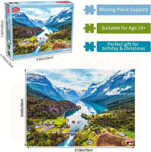 Miniatura 3 de Rompecabezas para adultos de 1000 piezas para adultos, rompecabezas de 1000 piezas, 1000 piezas, Geiranger Fjord Noruega Fiordo Noruega