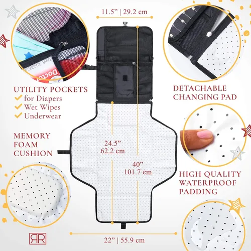 Miniatura 5 de Cambiador de pañales portátil impermeable – B0NUS Bolsa aislada para biberón, embrague de pañales 2 en 1 y cambiador, cambiador portátil de limpieza