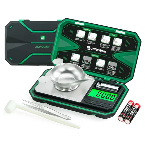 UNIWEIGH Báscula de miligramos de precisión de 0.00 oz/1.76 oz, báscula digital de joyería para polvo, monedas, oro, gema, recarga, escala de micro