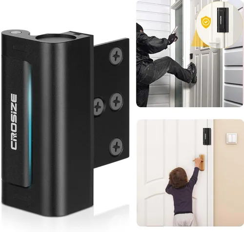 Cerradura de seguridad para puertas del hogar, cerradura de refuerzo de metal mejorada, cerradura de seguridad para puertas de 3 pulgadas que Negro