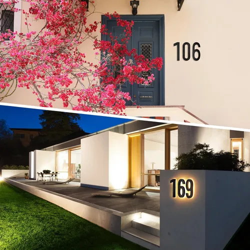 Miniatura 5 de ROCEEI Número de casa LED retroiluminado de 8 pulgadas 0-9 para exterior, impermeable, acero inoxidable, número de dirección de casa, grande